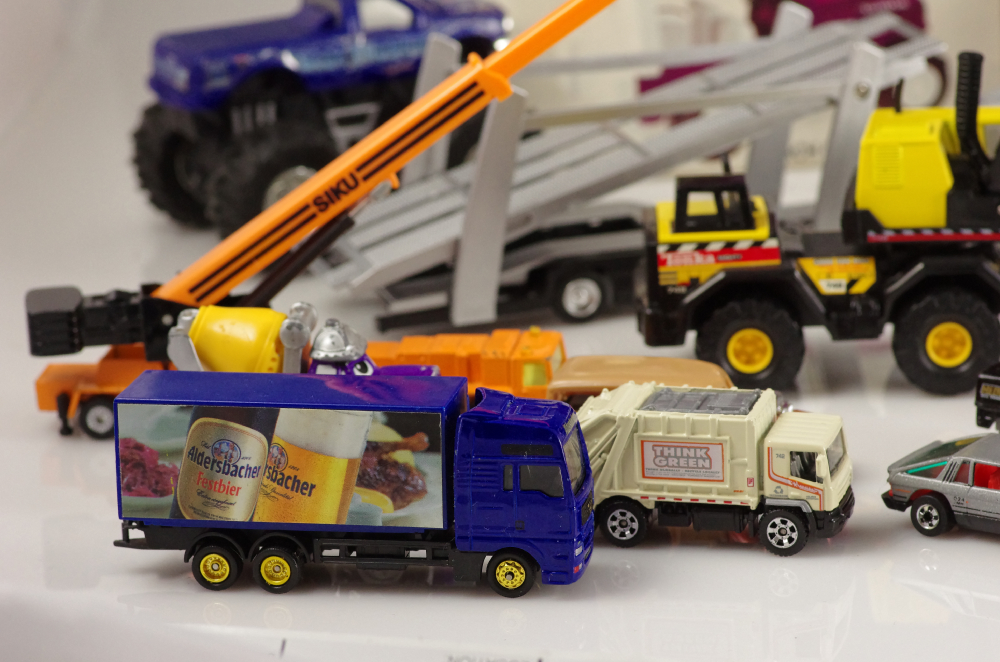 Vintage Diecast Cars With Newer Trucks, Cars, and Racers