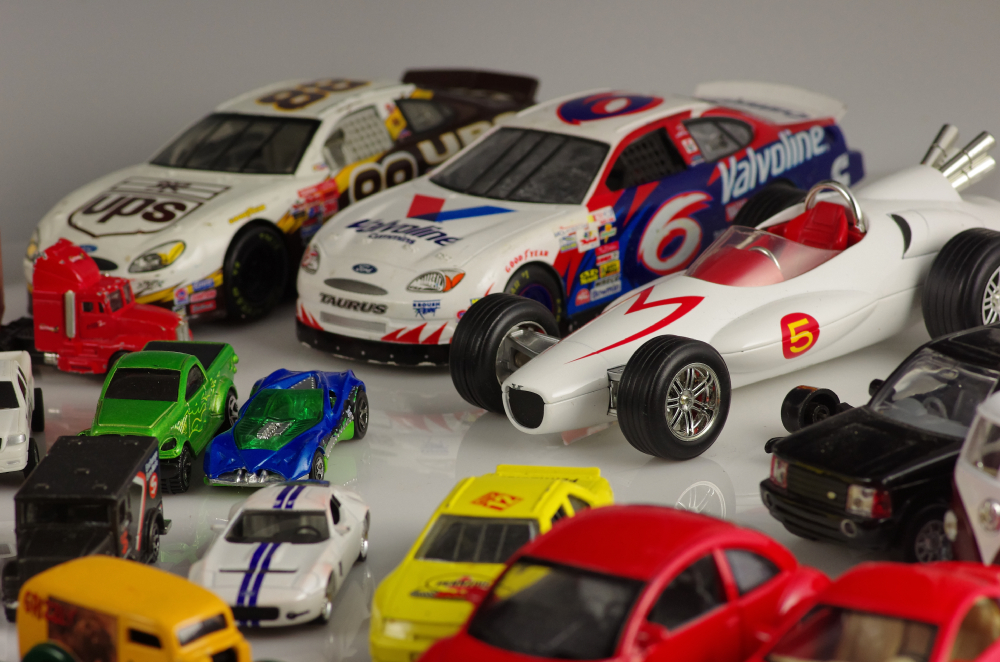 Vintage Diecast Cars With Newer Trucks, Cars, and Racers