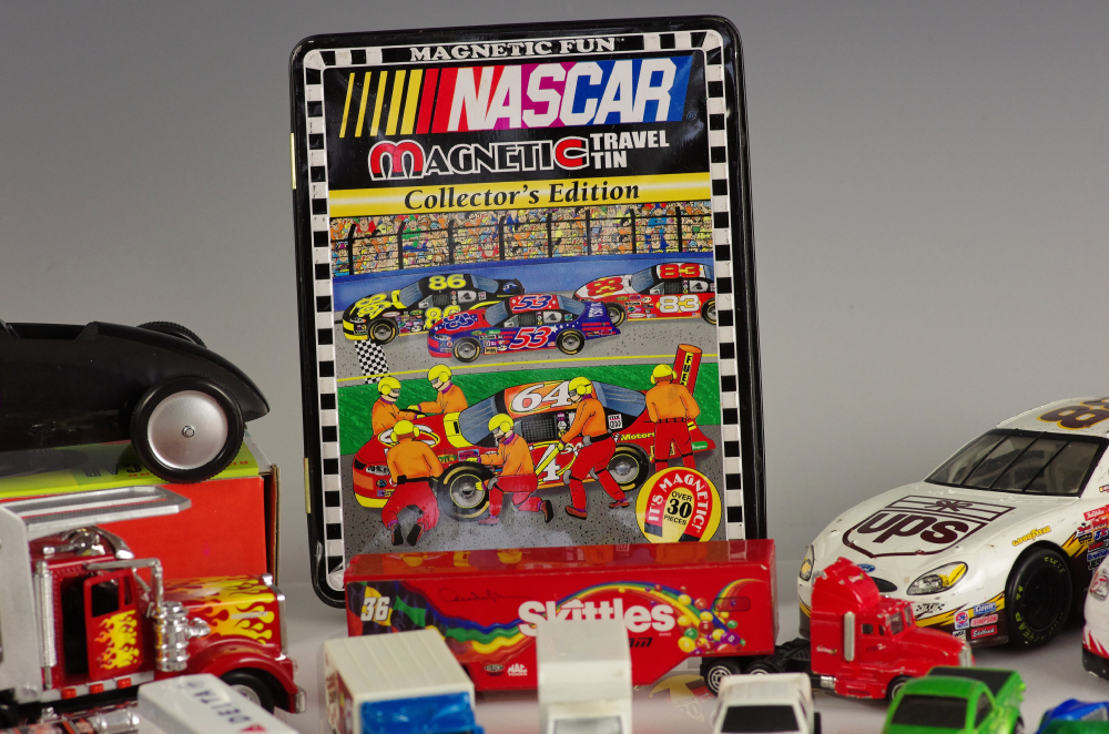 Vintage Diecast Cars With Newer Trucks, Cars, and Racers