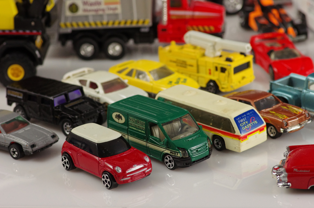 Vintage Diecast Cars With Newer Trucks, Cars, and Racers