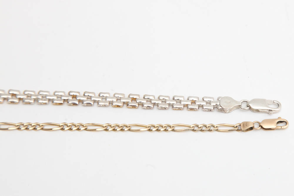 Grouping of Sterling Silver and Gold Bracelets