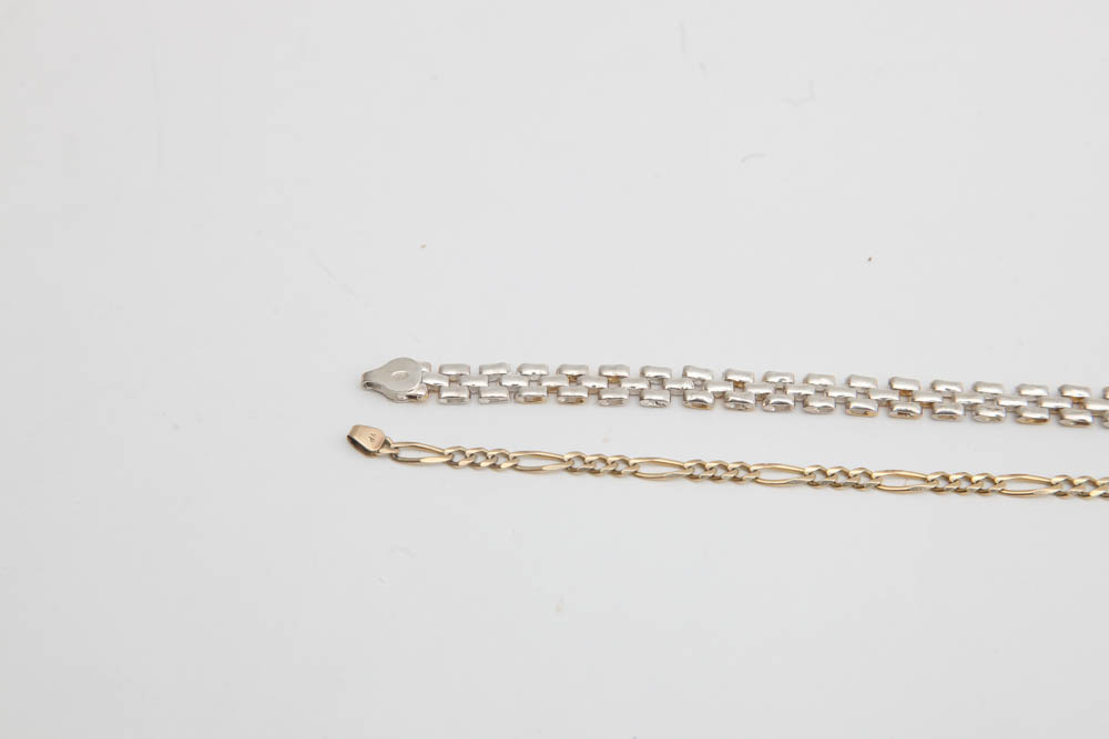 Grouping of Sterling Silver and Gold Bracelets