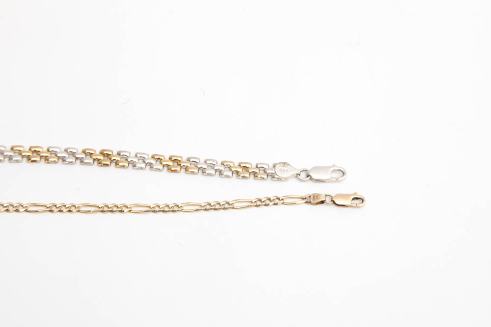 Grouping of Sterling Silver and Gold Bracelets