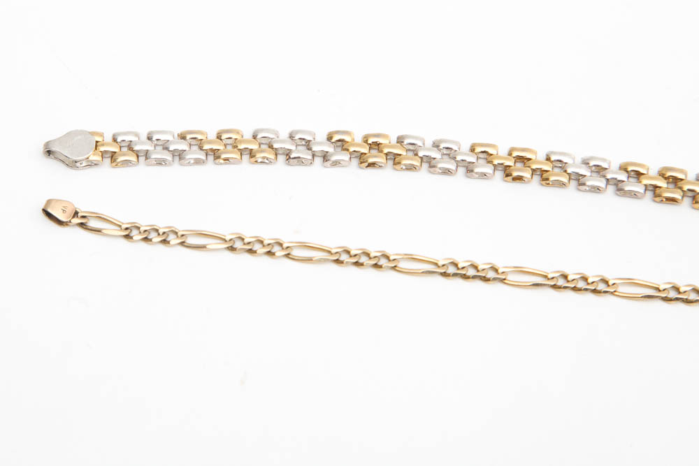 Grouping of Sterling Silver and Gold Bracelets