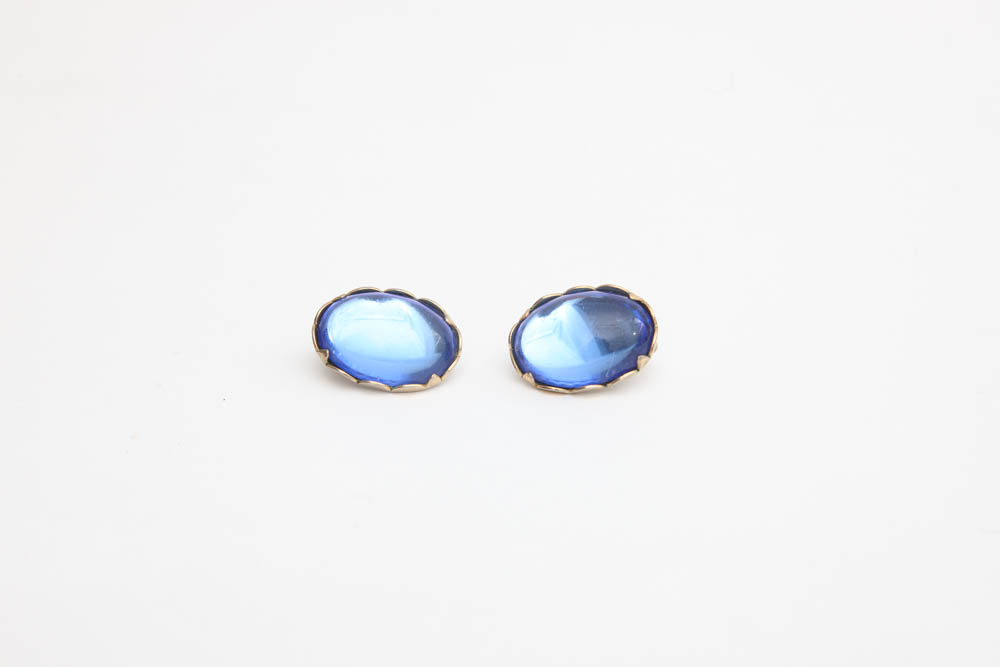 Pair of Blue Vintage Clip On Earrings