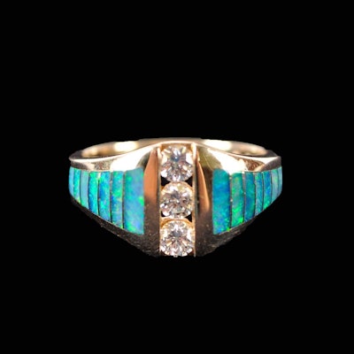 14K Kabana Diamond and Opal Ring 14K Kabana Diamond and Opal Ring