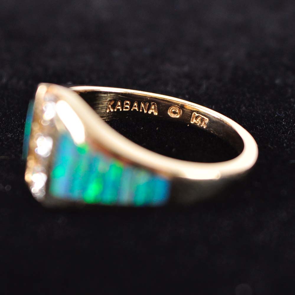 14K Kabana Diamond and Opal Ring