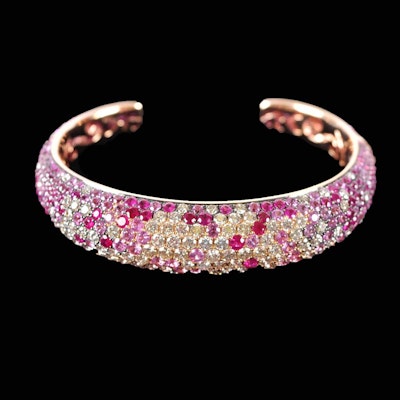 18K Rose Gold Pink Sapphire and Diamond Bracelet 18K Rose Gold Pink Sapphire and Diamond Bracelet
