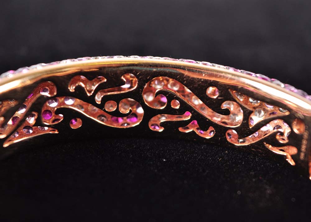 18K Rose Gold Pink Sapphire and Diamond Bracelet