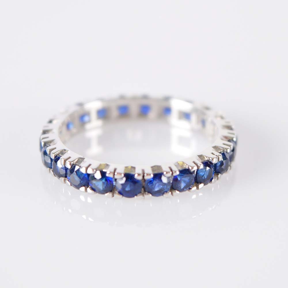 14K White Gold Sapphire Band
