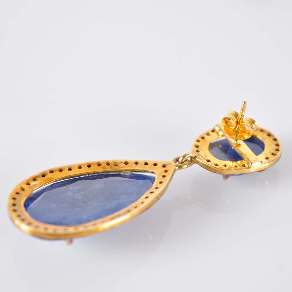 Gold Plated Diamond and Sapphire Earrings