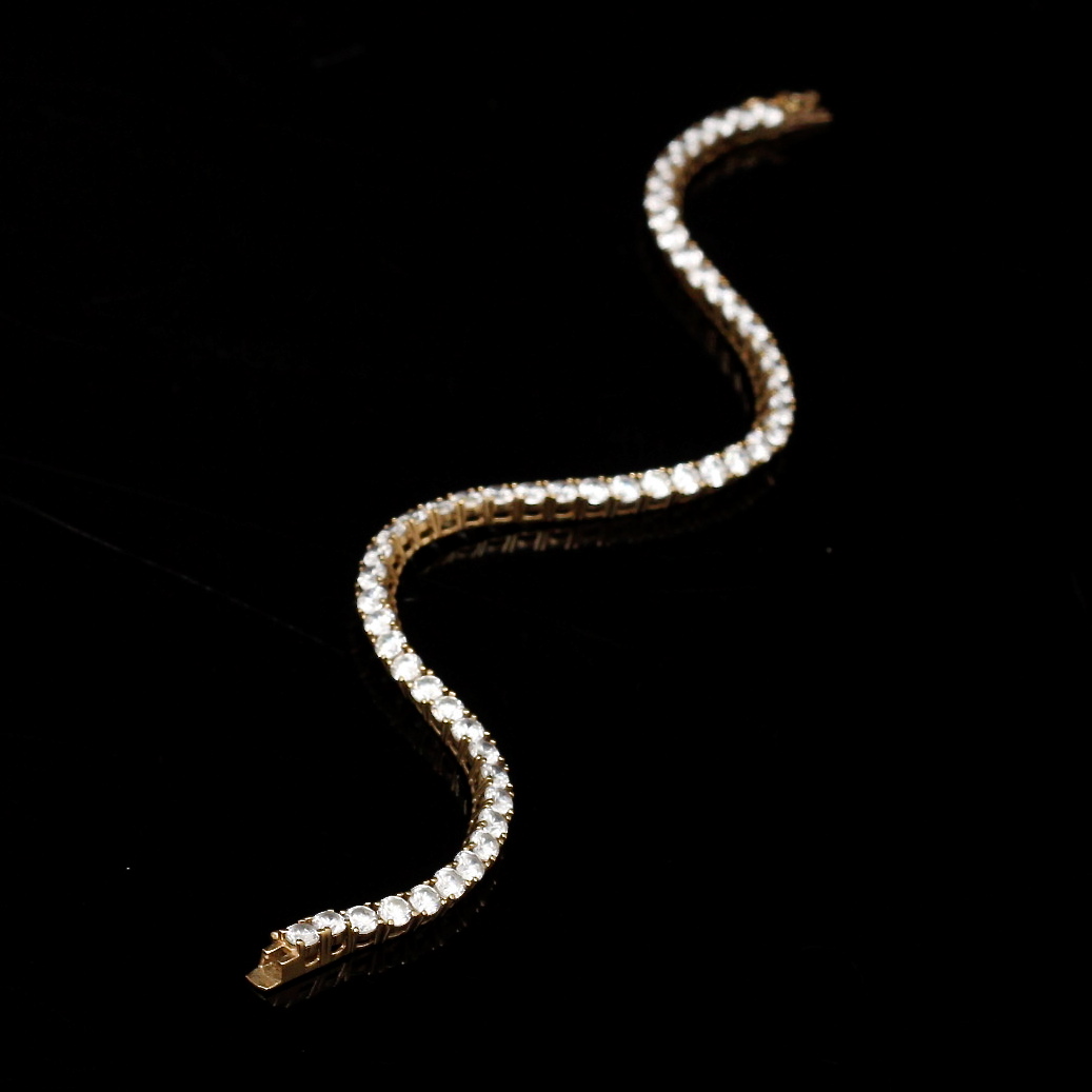 14K Yellow Gold Cubic Zirconia Tennis Bracelet