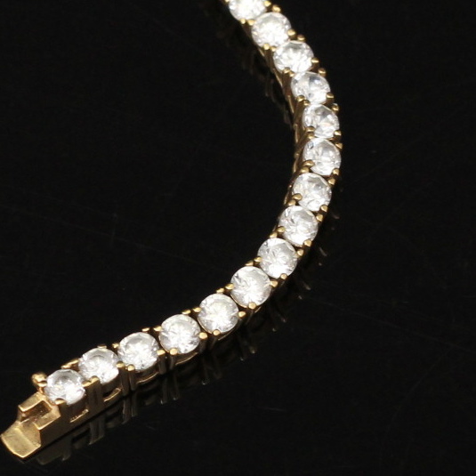 14K Yellow Gold Cubic Zirconia Tennis Bracelet