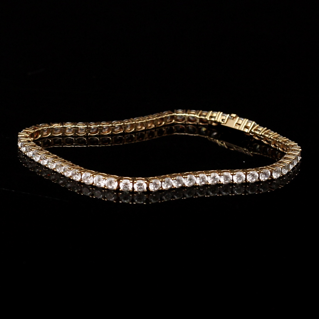14K Yellow Gold Cubic Zirconia Tennis Bracelet