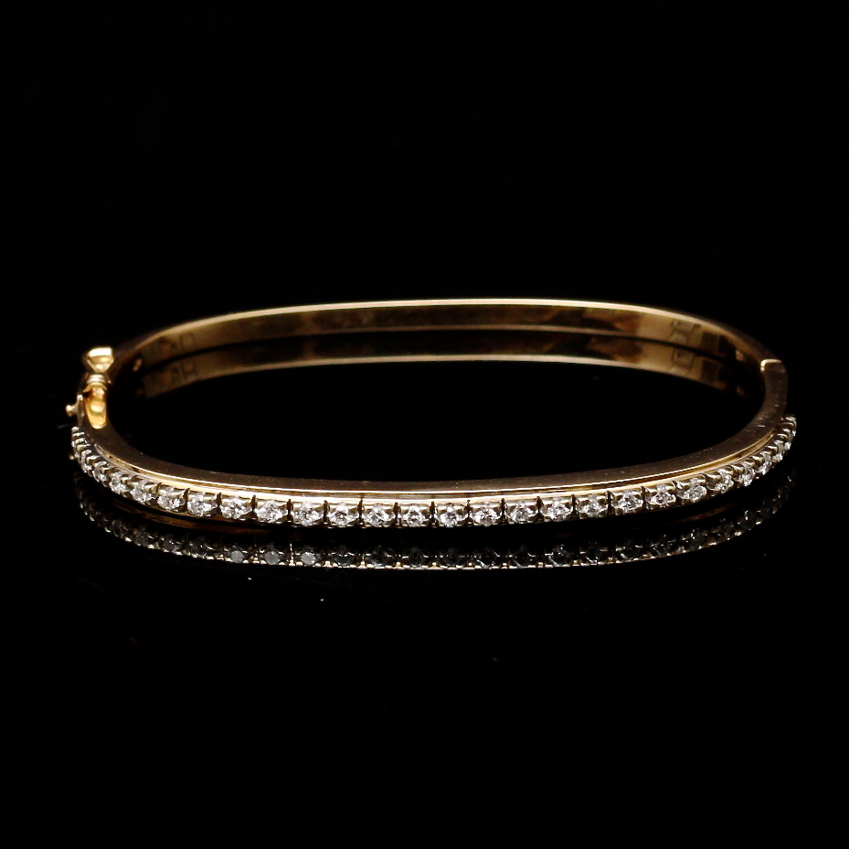 14K Yellow Gold 0.56 CTW Diamond Bangle Bracelet