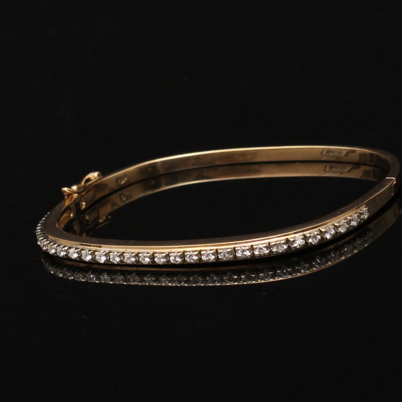 14K Yellow Gold 0.56 CTW Diamond Bangle Bracelet