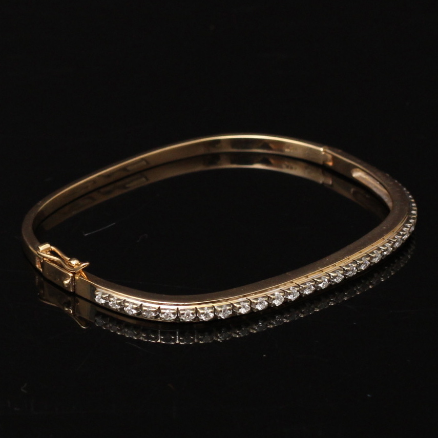 14K Yellow Gold 0.56 CTW Diamond Bangle Bracelet