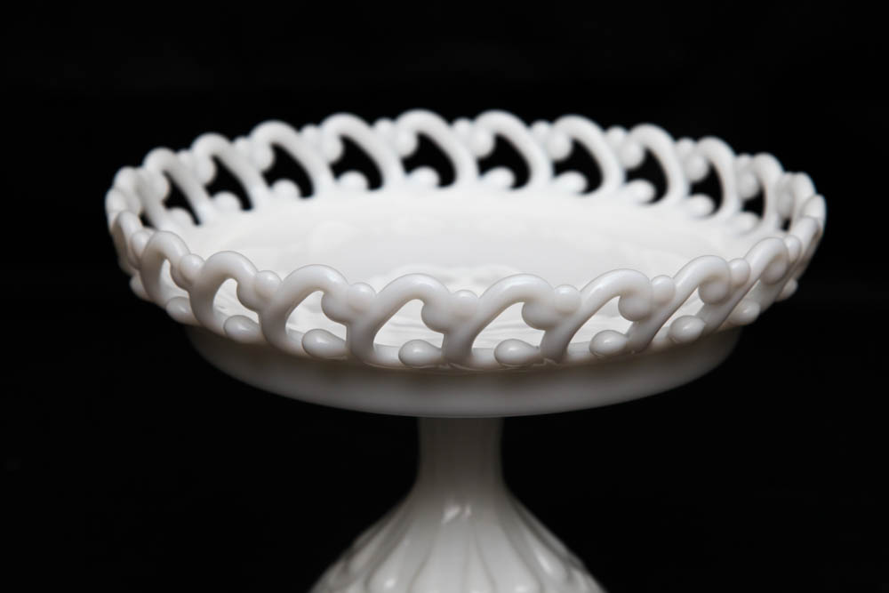 Vintage Milk Glass Compote Dish
