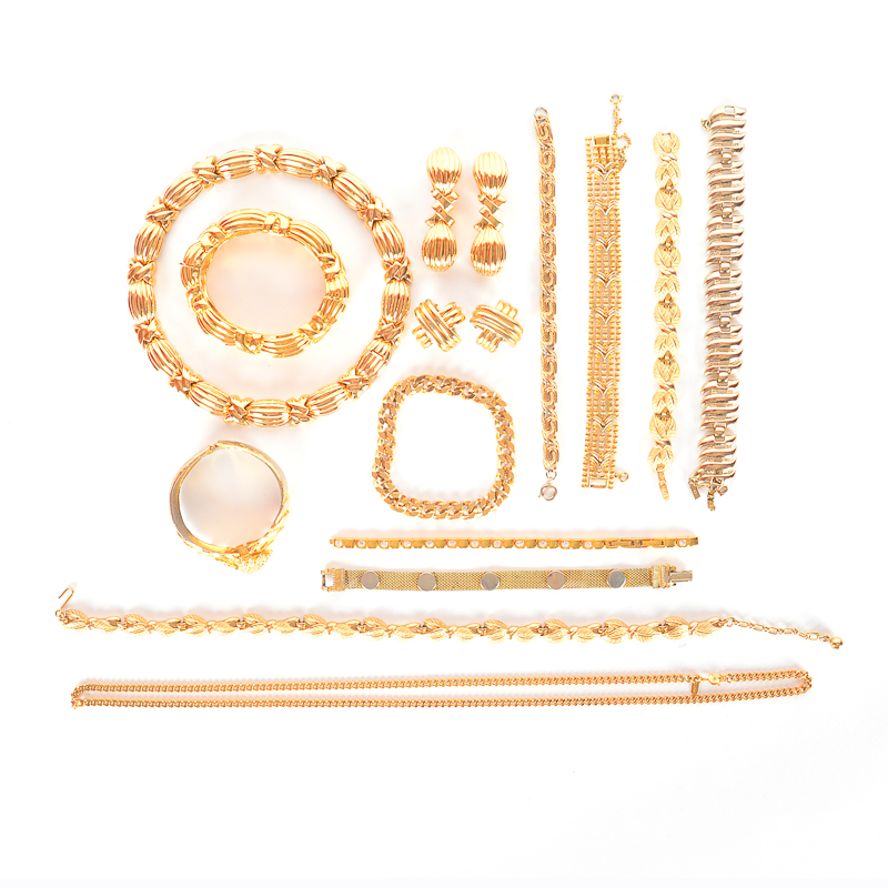 Assortment of Vintage Gold-Toned Jewelry Including Ciner