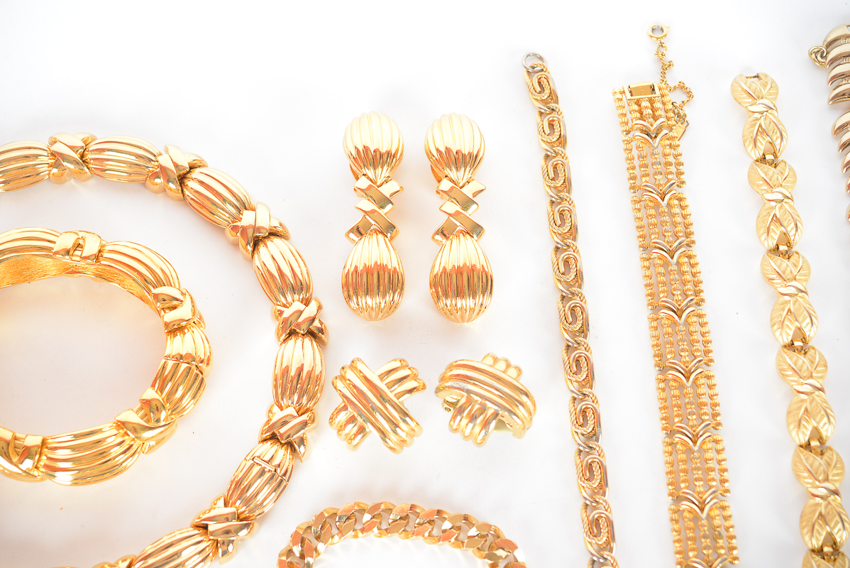 Assortment of Vintage Gold-Toned Jewelry Including Ciner