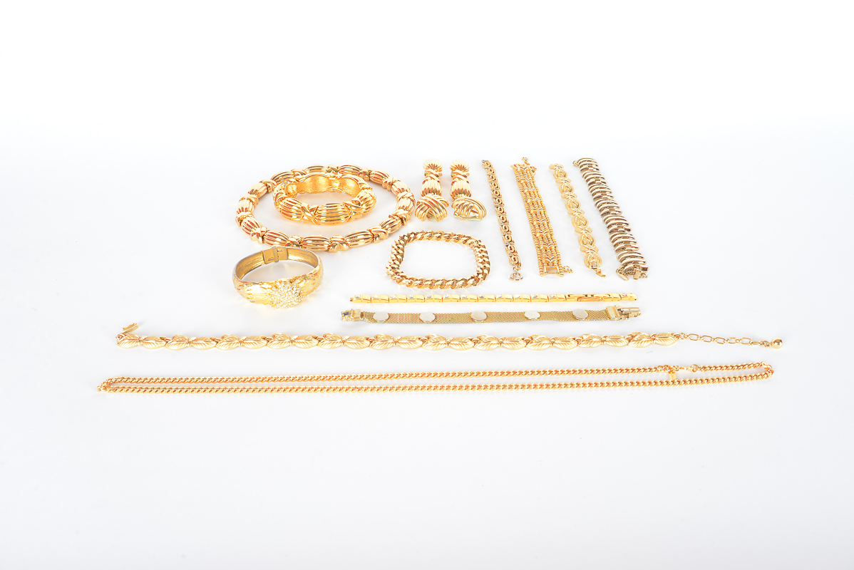 Assortment of Vintage Gold-Toned Jewelry Including Ciner