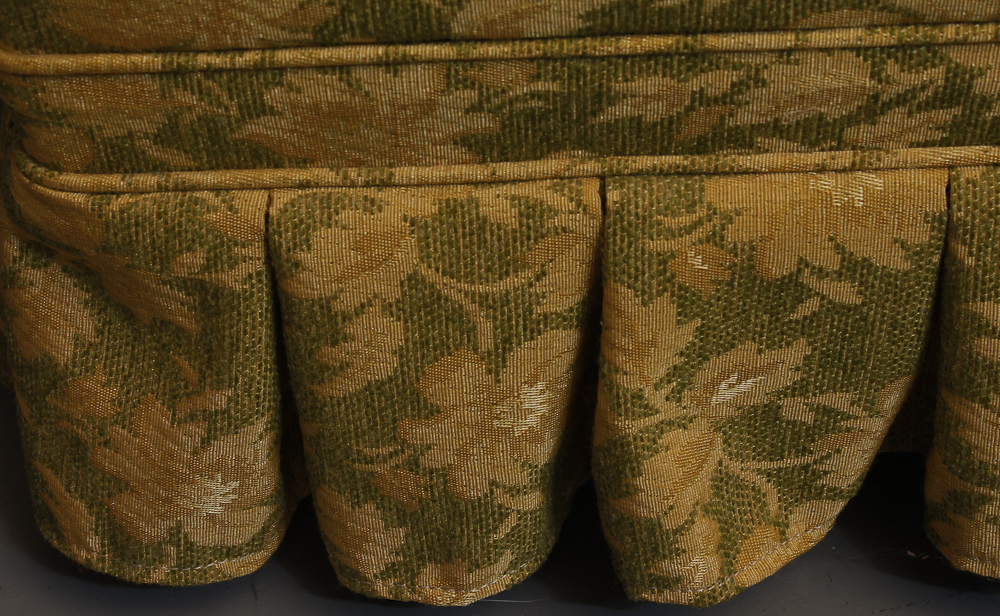 1960s Vintage Gold Floral and Green Tufted Club Chair