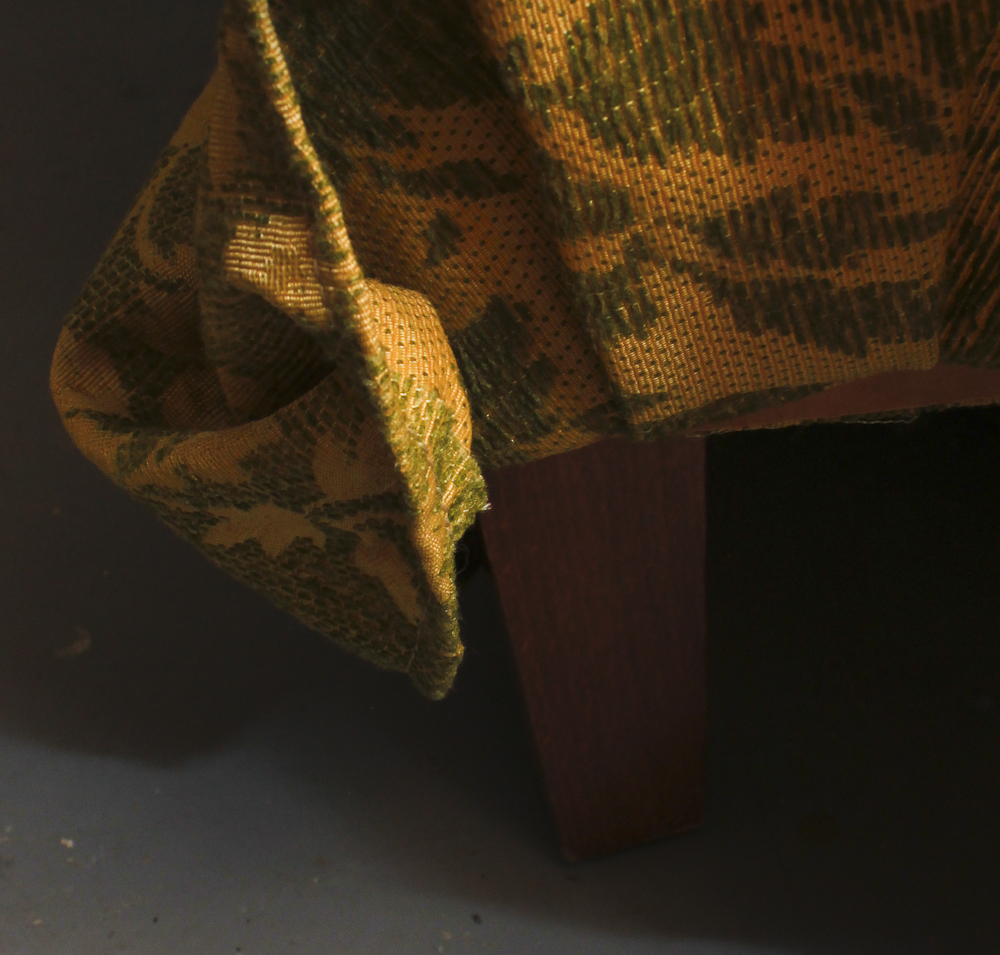 1960s Vintage Gold Floral and Green Tufted Club Chair