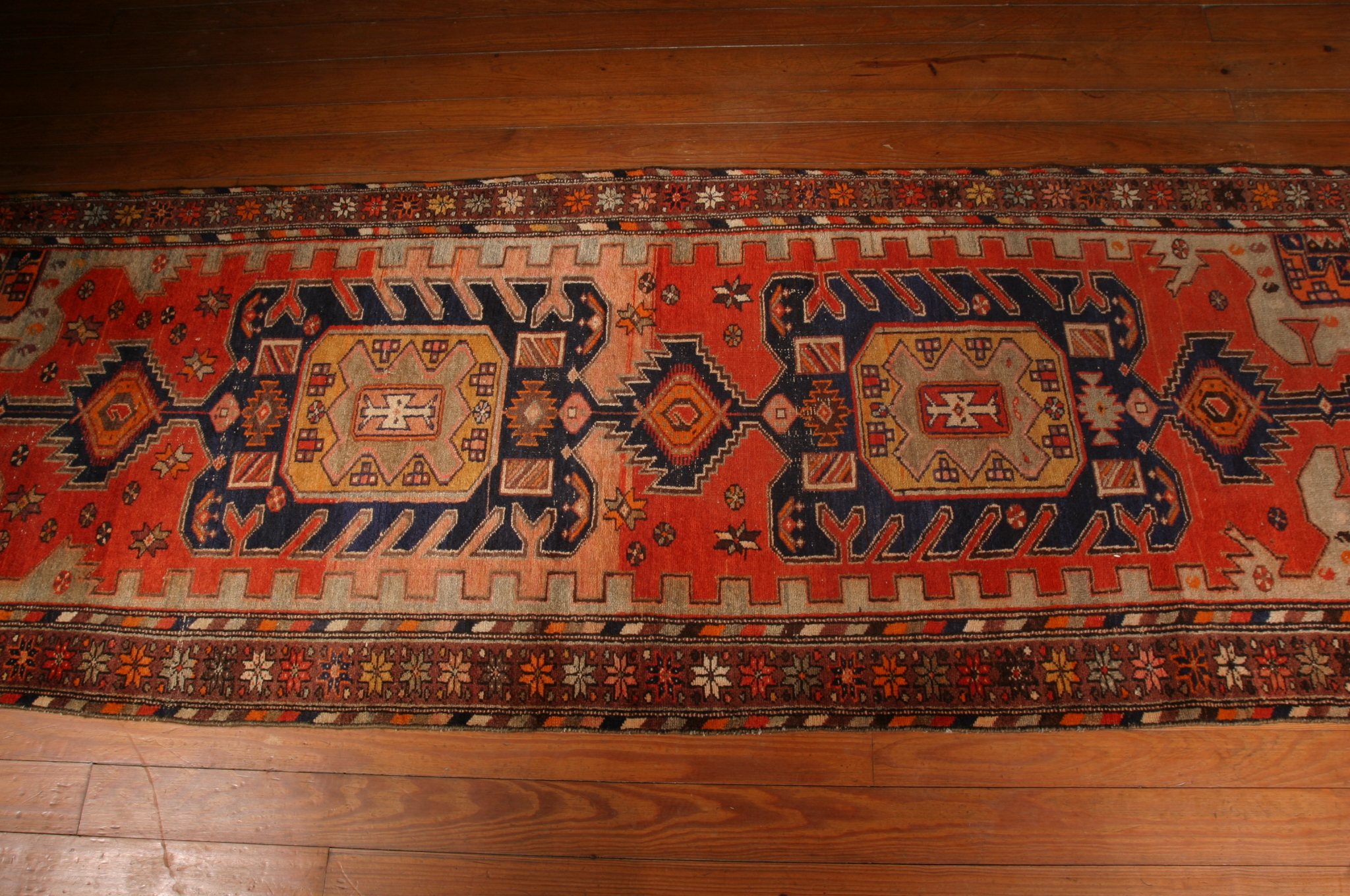 Vintage Handwoven Kurdish Kakaberu Carpet Runner