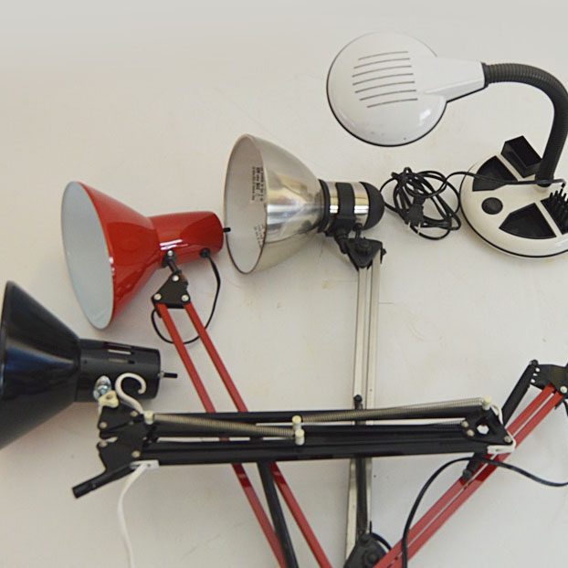 Three Modern Drafting Lamps, Plus Desk Lamp