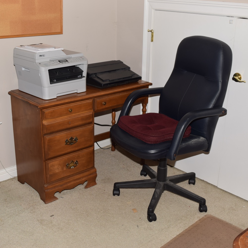 Maple Writing Desk, Typewriter, Copier and Office Chair
