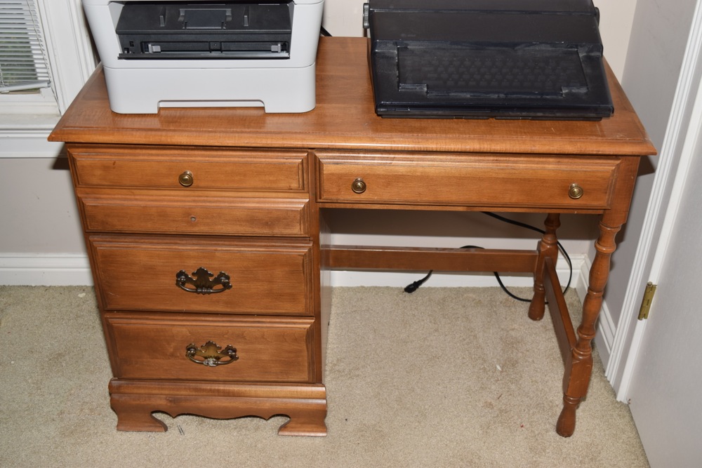Maple Writing Desk, Typewriter, Copier and Office Chair