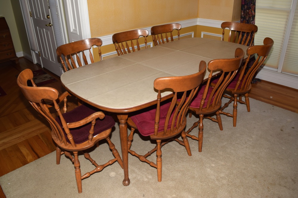 S. Bent Hard Rock Maple Dining Table and Chairs