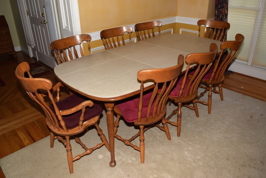 S. Bent Hard Rock Maple Dining Table and Chairs