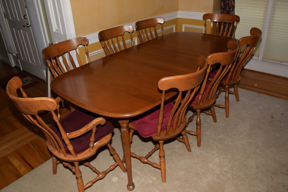 S. Bent Hard Rock Maple Dining Table and Chairs