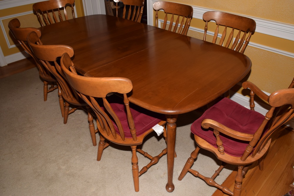 S. Bent Hard Rock Maple Dining Table and Chairs