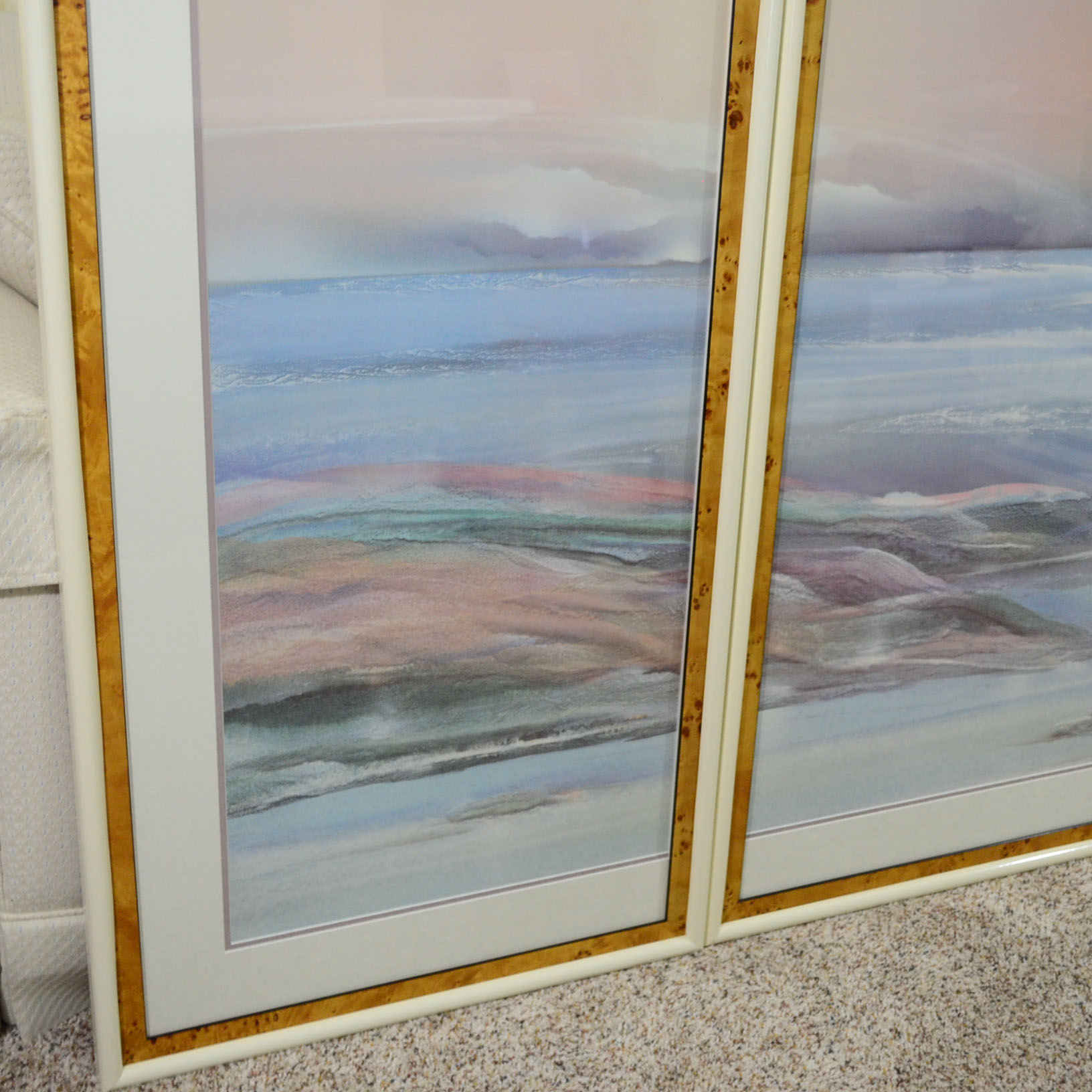 Framed Ocean Triptych Attributed To Etta Alvarez