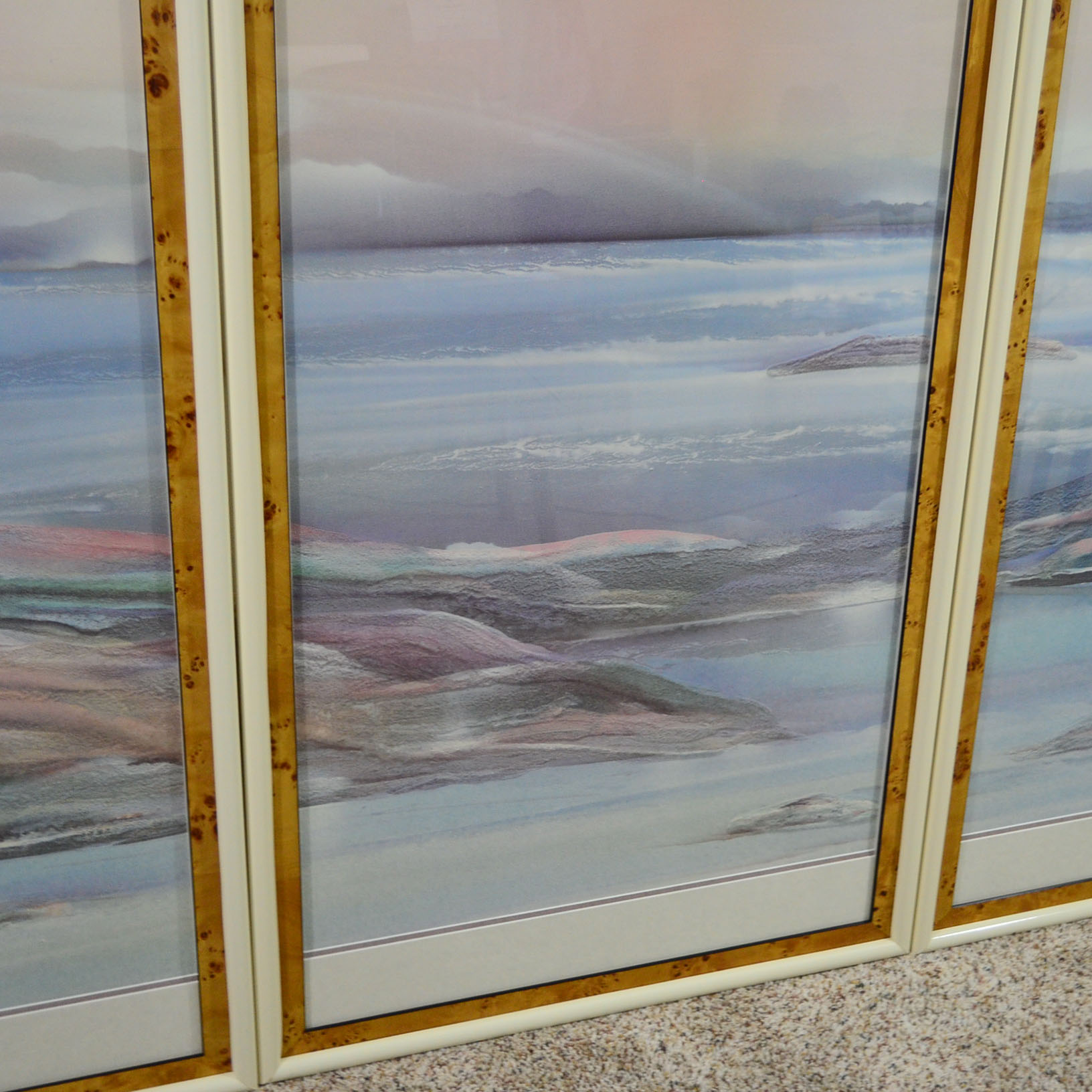 Framed Ocean Triptych Attributed To Etta Alvarez