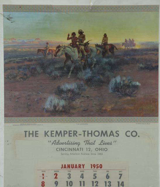 Vintage 1950 Kemper-Thomas Co. Partial Calendar