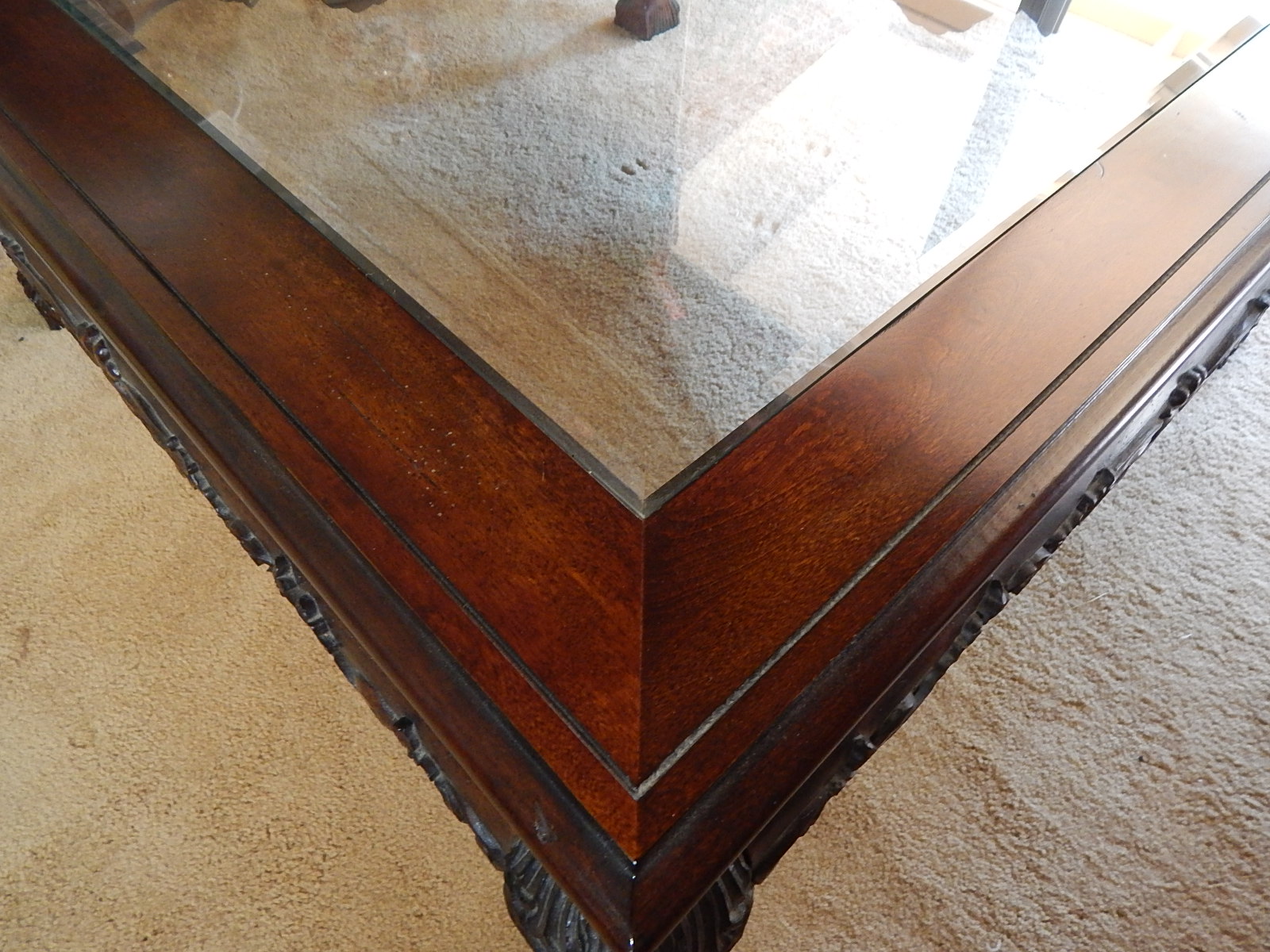 Large Ornate Glass-Top Coffee Table