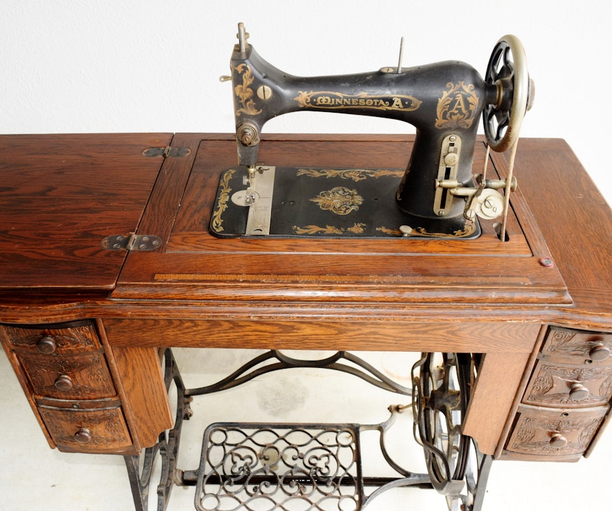 Antique Minnesota A Treadle Sewing Machine.