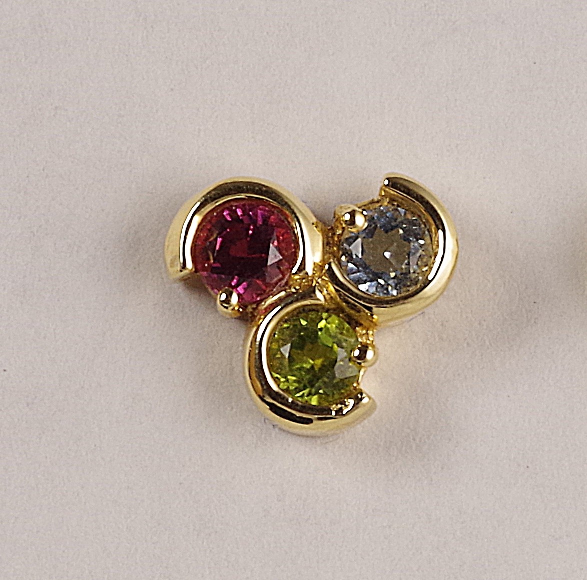 Aquamarine, Pink Tourmaline, Peridot, and 14K Yellow Gold Earrings