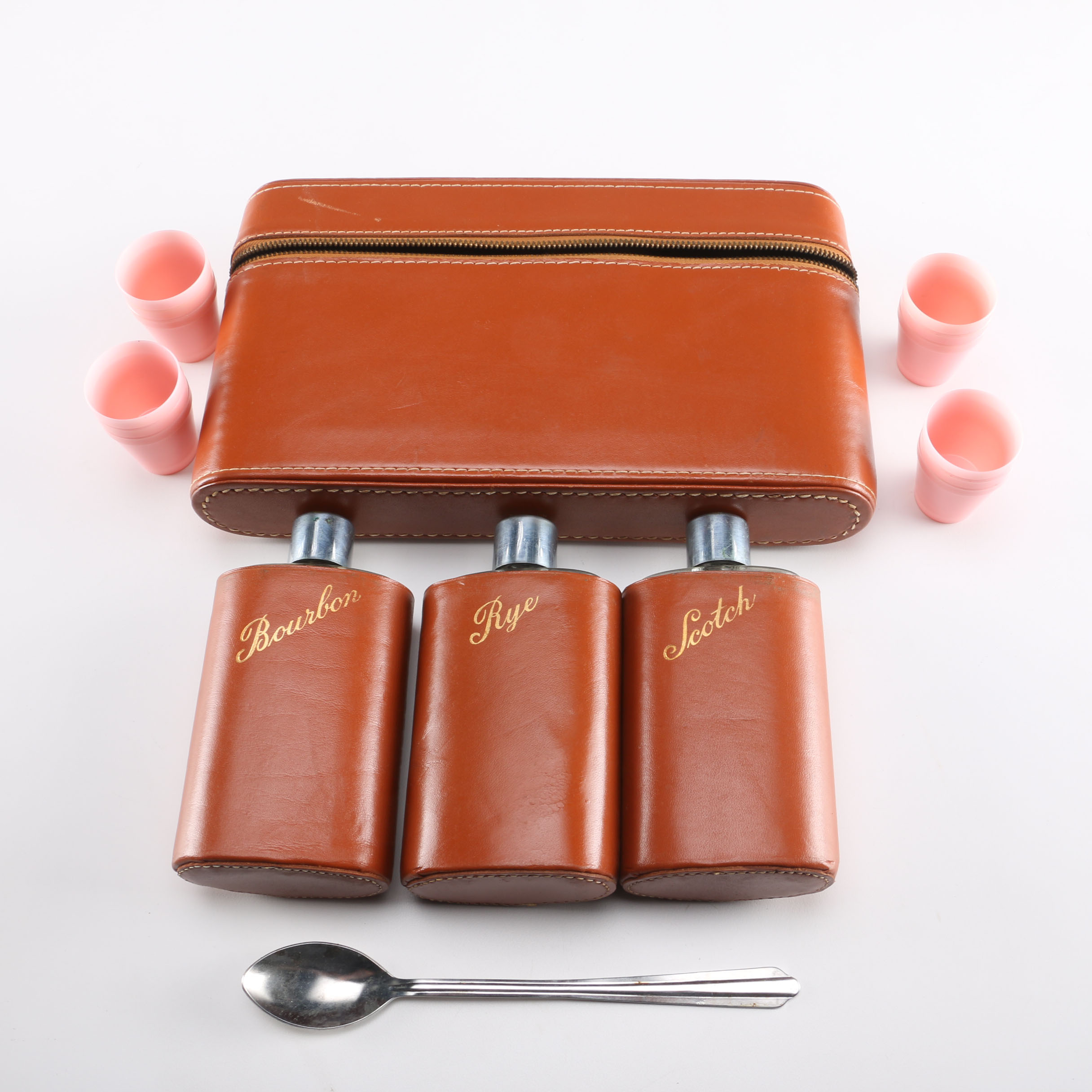 Leather Liquor Traveling Case with Shot Glasses