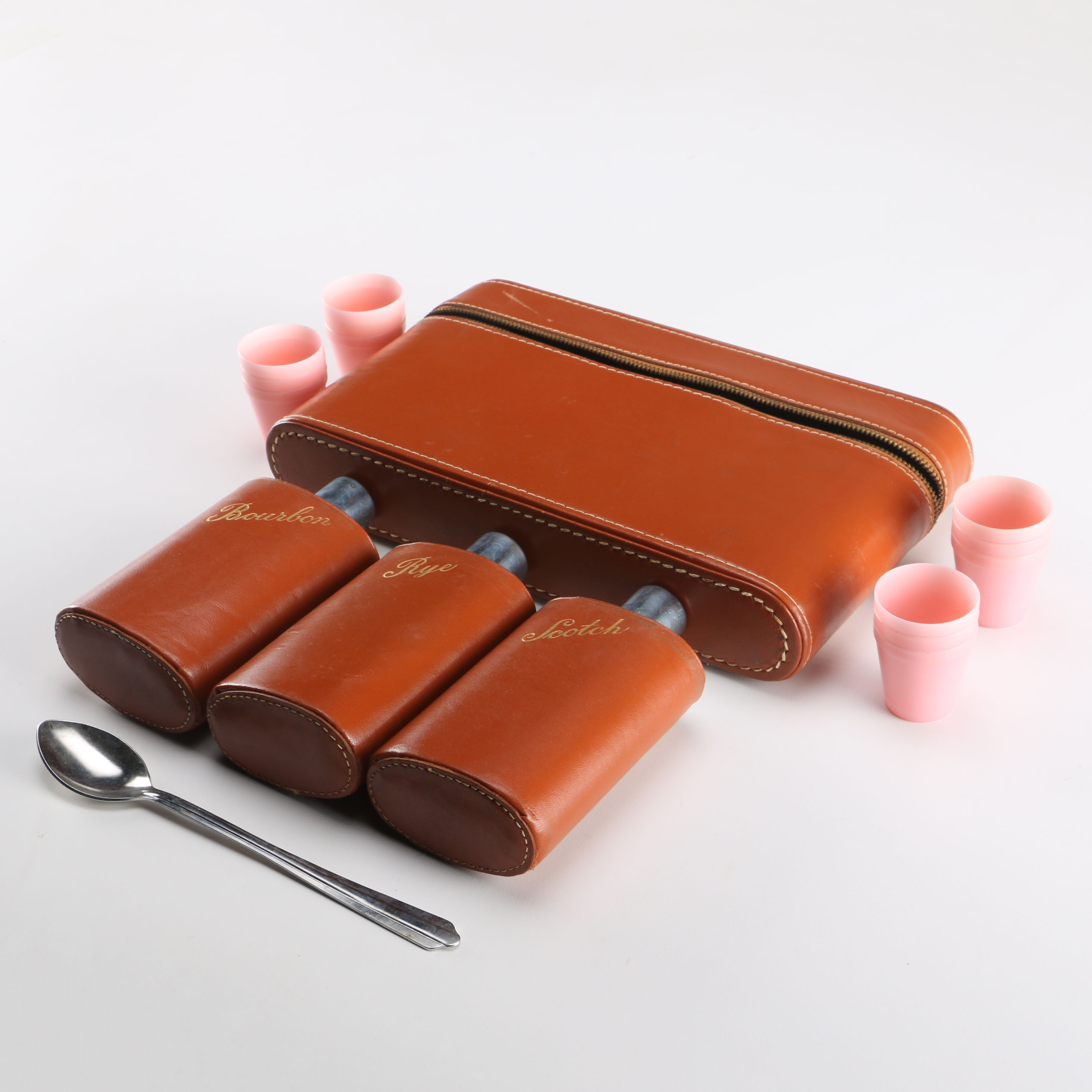 Leather Liquor Traveling Case with Shot Glasses