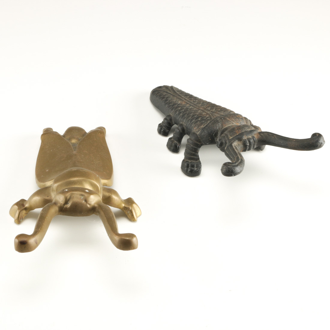 Pair of Metal Fireplace Scarabs