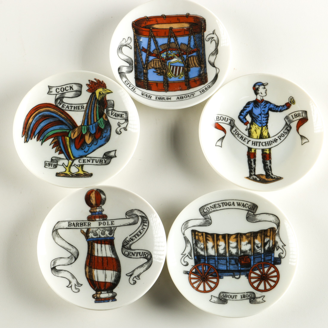 Decorative Plates Featuring 19th Century Illustrations
