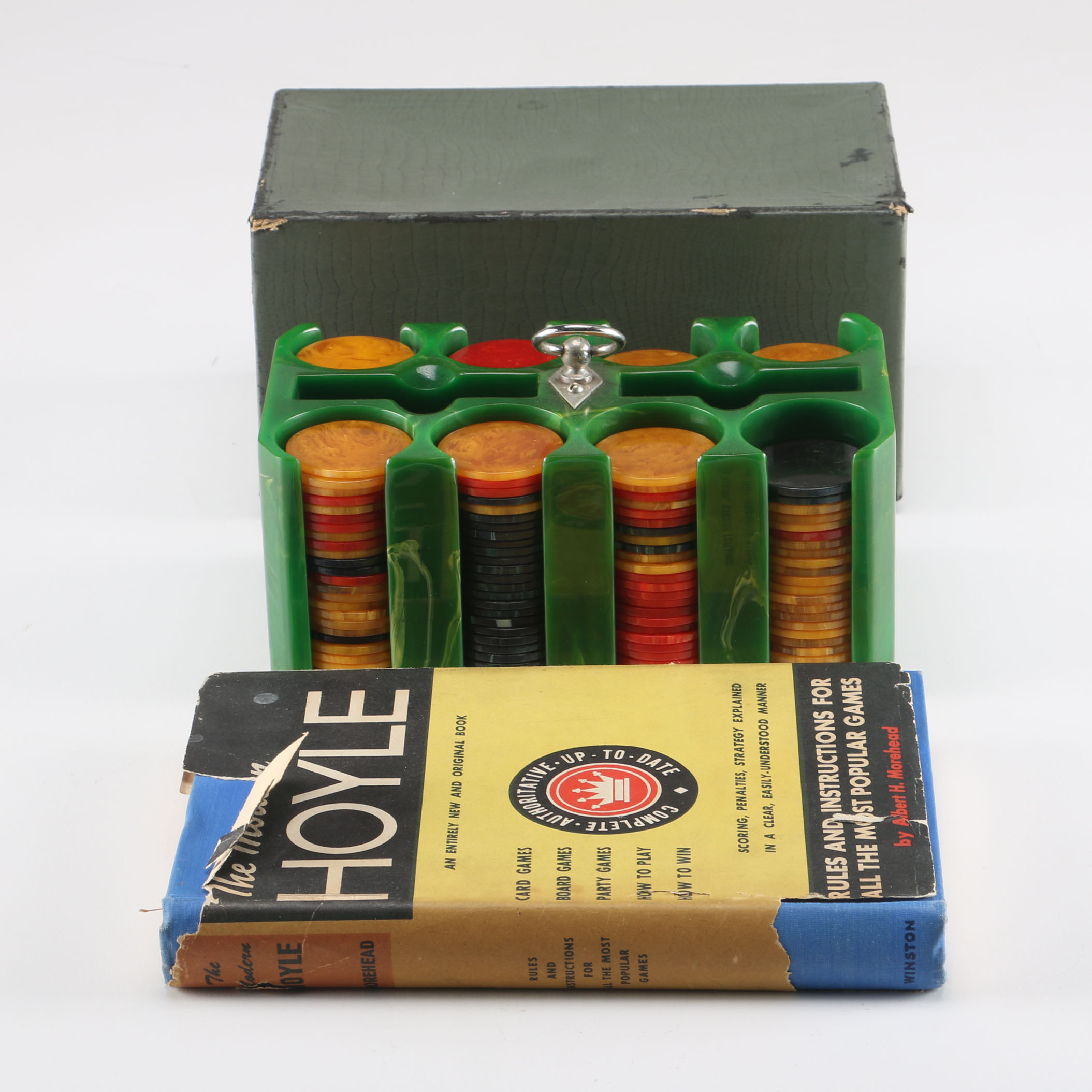 Poker Chips with Vintage Poker Instruction Book