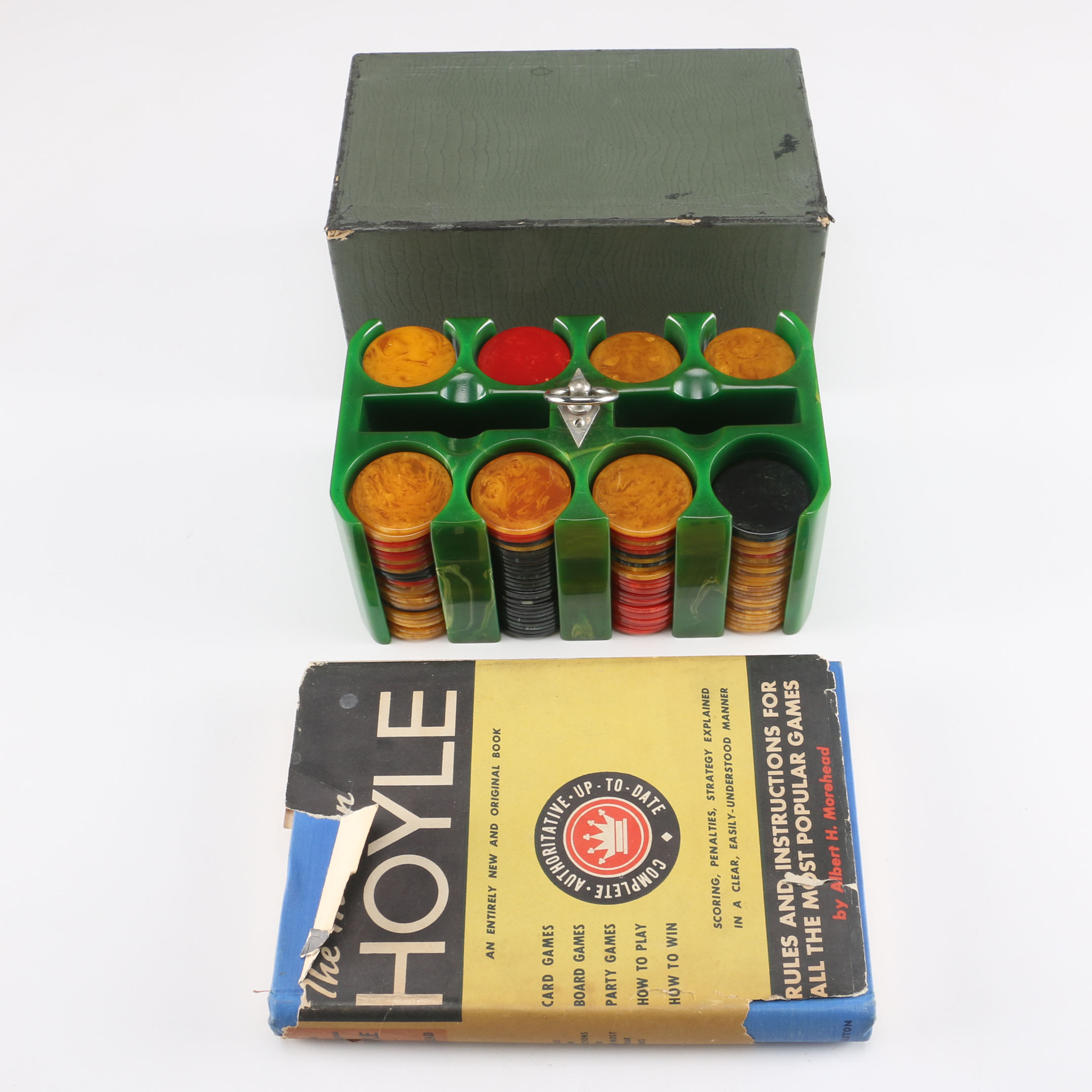 Poker Chips with Vintage Poker Instruction Book