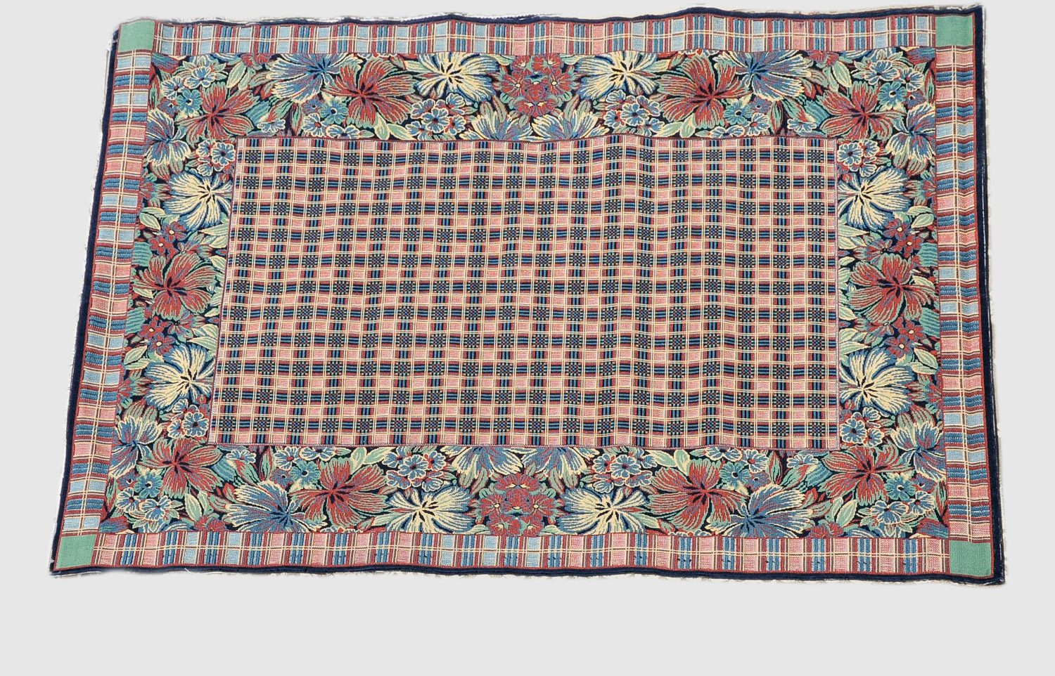 "Somak Collection" Plaid and Floral Area Rug
