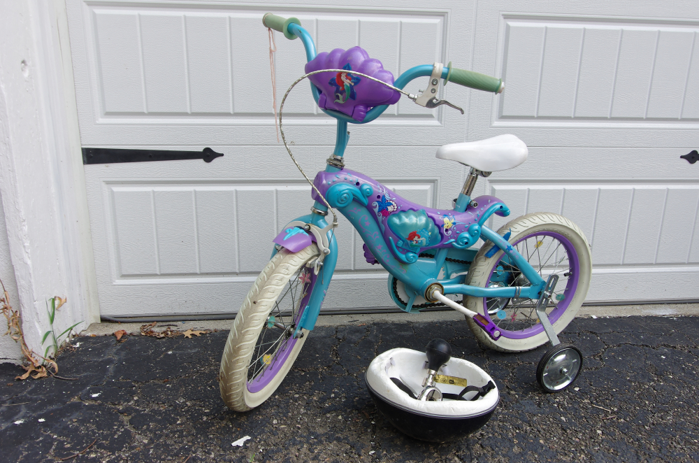 Little Mermaid Bike with Training Wheels and Helmet