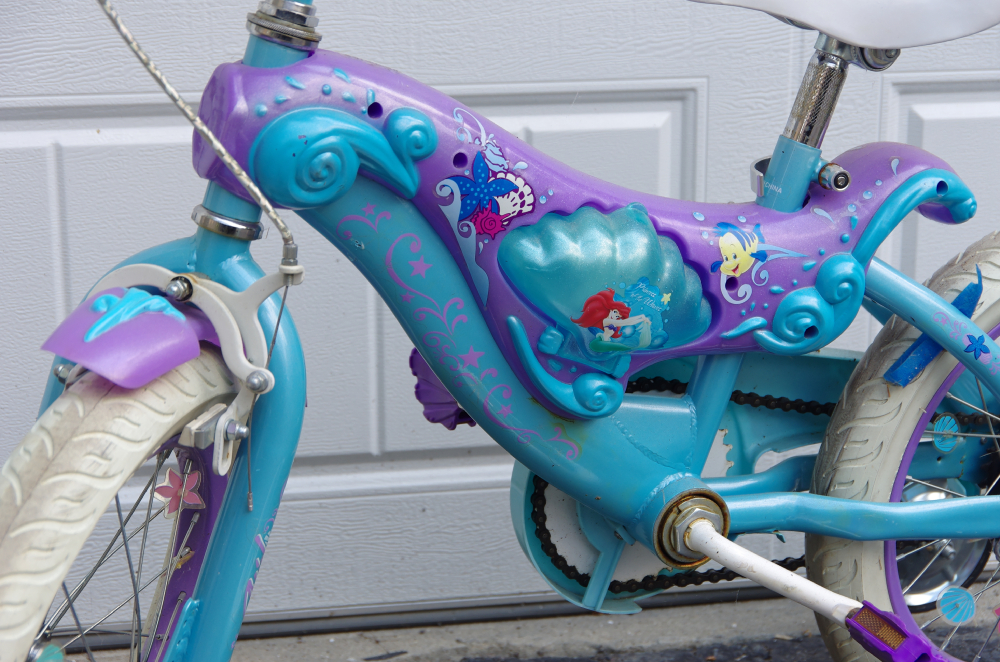 Little Mermaid Bike with Training Wheels and Helmet